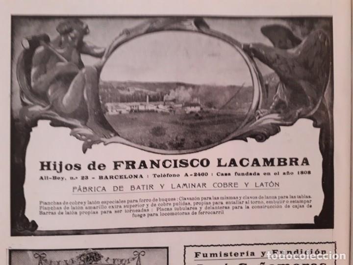 Collezionismo di affissi: HIJOS DE FRANCISCO LACAMBRA FABRICA DE BATIR Y LAMINAR COBRE Y LATON BARCELONA HOJA A&Ntilde;O 1920