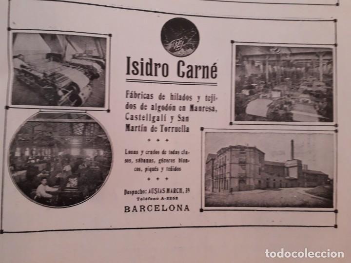 Collezionismo di affissi: FABRICAS DE HILADOS Y TEJIDOS DE ALGODON ISIDRO CARNE MANRESA CASTELLGALI HOJA A&Ntilde;O 1920