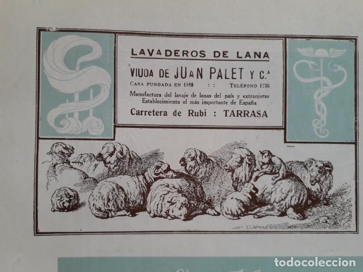 Collezionismo di affissi: LAVADEROS DE LANA VIUDA JUAN PALET Y C&ordf; TARRASA TERRASSA HOJA A&Ntilde;O 1920