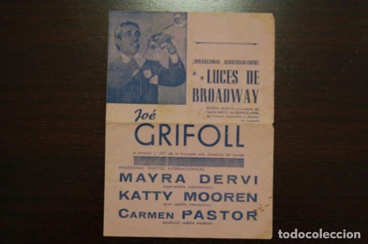 Coleccionismo de carteles: Jo&eacute; GRIFOLL, LUCES DE BROADWAY - Foto 1