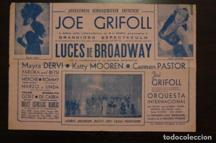 Coleccionismo de carteles: Jo&eacute; GRIFOLL, LUCES DE BROADWAY - Foto 3