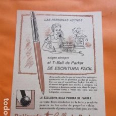 Coleccionismo de carteles: PUBLICIDAD 1960 - COLECCION PLUMAS ESTILOGRAFICAS BOLIGRAFOS - PARKER . Lote 171438087