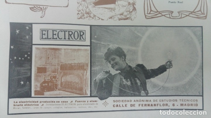 Sammeln von Plakaten: ELECTROR ELECTRICIDAD EN CASA S.A.DE ESTUDIOS TECNICOS MADRID ALUMBRADO HOJA PUBLICIDAD A&Ntilde;O 1910
