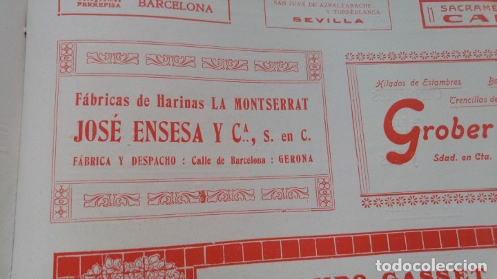 Coleccionismo de carteles: FABRICAS DE HARINAS LA MONTSERRAT JOSE ENSESA Y C&ordf; GERONA GIRONA HOJA PUBLICIDAD A&Ntilde;O 1910