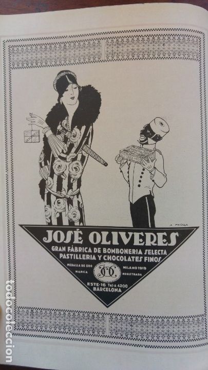 Poster collecting: JOSE OLIVERES FABRICA DE BOMBONERIA SELECTA PASTILLERIA Y CHOCOLATE FINO BARCELONA HOJA A&Ntilde;O 1928