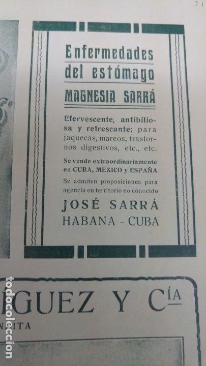 Poster collecting: ENFERMEDADES DEL ESTOMAGO MAGNESIA SARRA JOSE SARRA HOJA PUBLICIDAD MEDICAMENTO A&Ntilde;O 1907