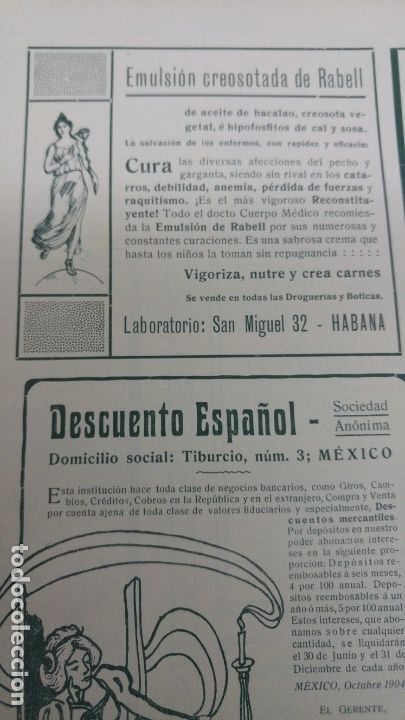 Poster collecting: EMULSION CREOSOTADA DE RABELL AFECCIONES PECHO GARGANTA HOJA PUBLICIDAD MEDICAMENTO A&Ntilde;O 1907