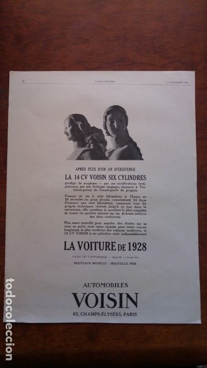 Poster collecting: VOISIN AUTOMOBILES ANTIGUOS VOITURES 5 HOJAS PUBLICIDAD A&Ntilde;OS 1923/1925/1927/1928 COCHES