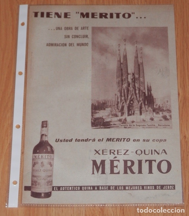 Coleccionismo de carteles: XEREZ - QUINA MERITO - PUBLICIDAD DEL A&Ntilde;O 1958