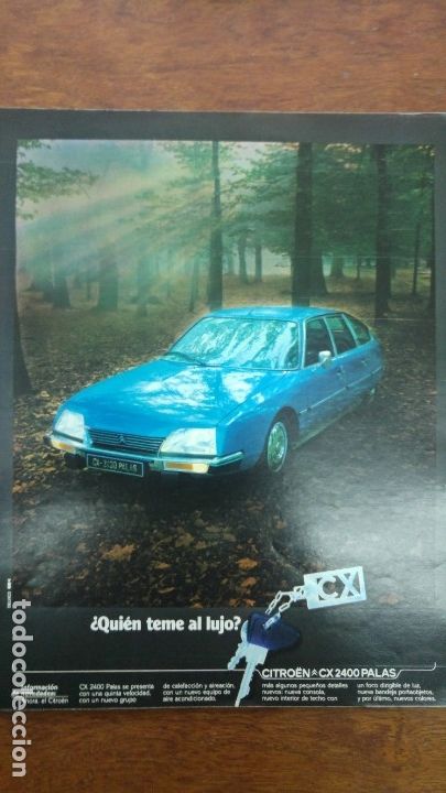 Coleccionismo de carteles: CITROEN CX 2400 PALAS QUIEN TEME AL LUJO ? HOJA PUBLICIDAD A&Ntilde;O 1978