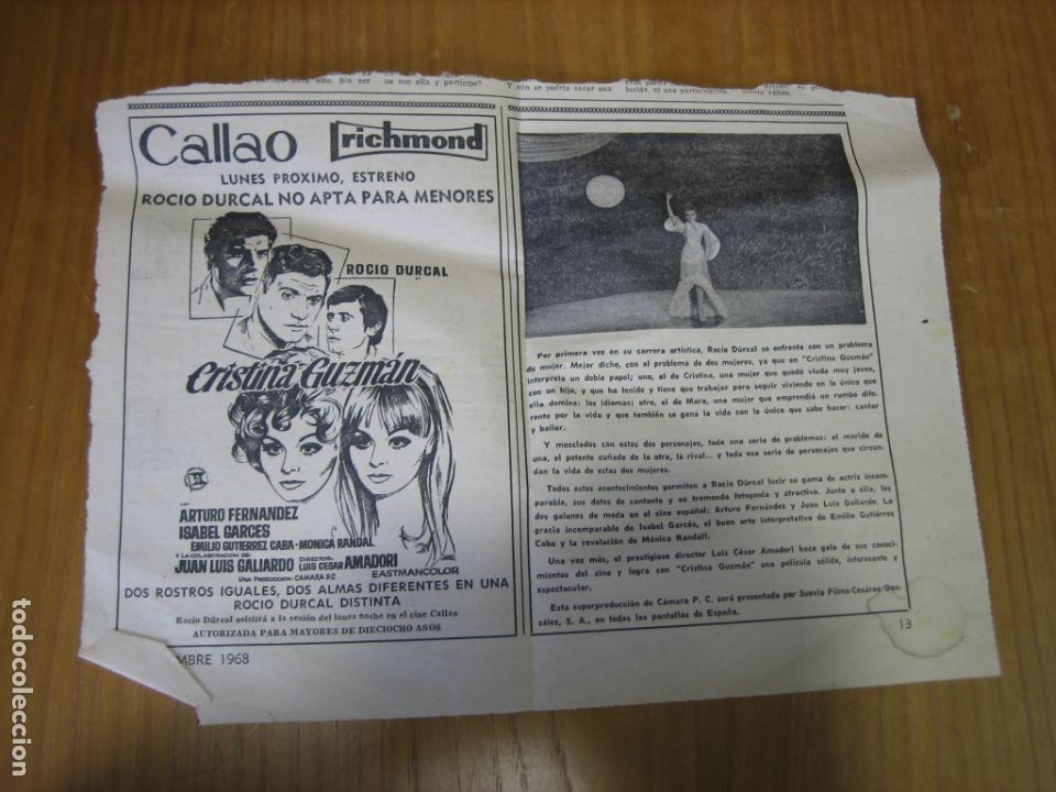 Coleccionismo de carteles: Recorte de prensa o revista . Roc&iacute;o D&uacute;rcal