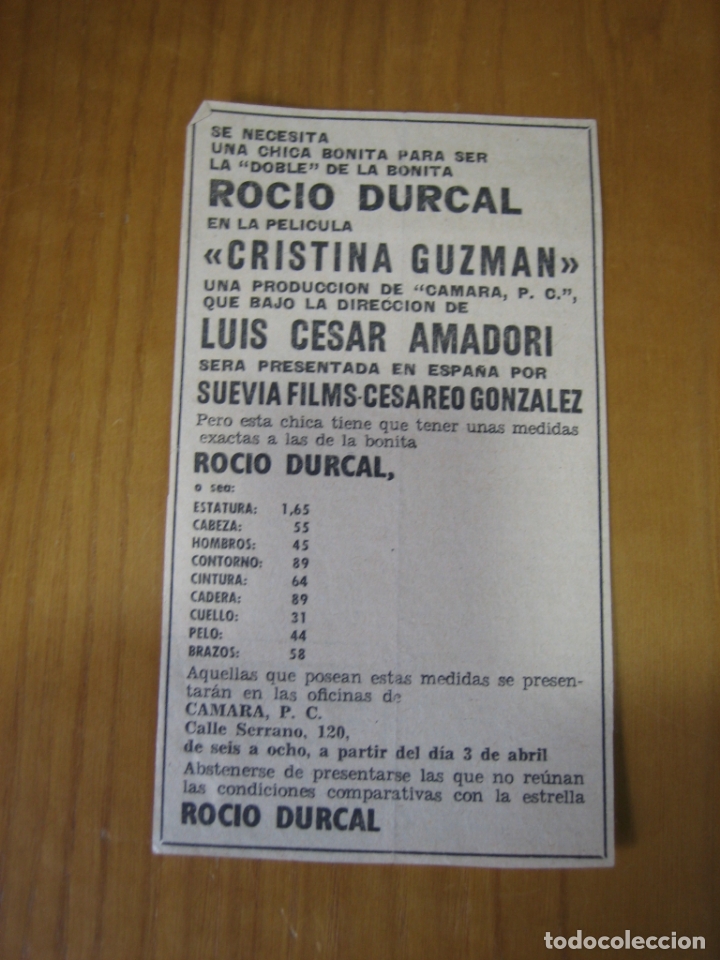 Coleccionismo de carteles: Recorte de prensa o revista . Roc&iacute;o D&uacute;rcal
