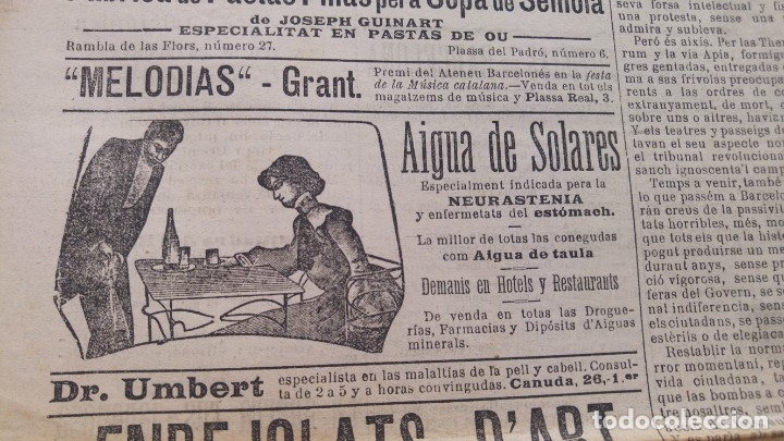 Coleccionismo de carteles: AIGUA DE SOLARES (AGUA DE SOLARES ) / AIGUA DE VILAJUIGA PERIODICO A&Ntilde;O 1904