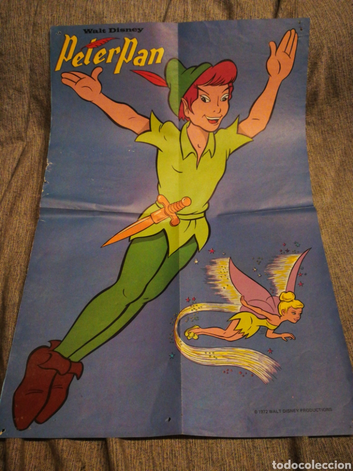 Coleccionismo de carteles: CARTEL P&Oacute;STER PETER PAN, WALT DISNEY PRODUCTIONS 1972. 39x32CM.