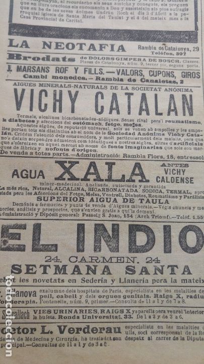 Colecionismo de cartazes: AGUA XALA ANTES VICHY CALDENSE / AIGUES MINERALS -NATURALS VICHY CATALAN EN CATALAN HOJA A&Ntilde;O 1906