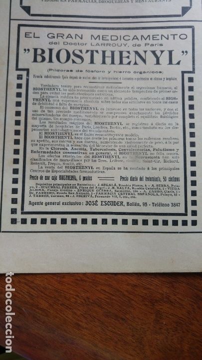Sammeln von Plakaten: EL GRAN MEDICAMENTO DOCTOR LARROUY PARIS -BIOSTHENYL- PILDORAS FOSFORO HIERRO HOJA A&Ntilde;O 1911