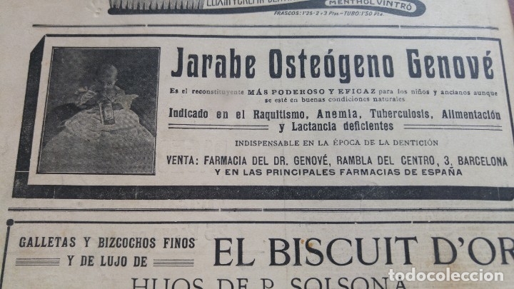 Sammeln von Plakaten: JARABE OSTEOGENO GENOVE MEDICAMENTO RECOSTITUYENTE ANEMIA TUBERCULOSIS HOJA PUBLICIDAD A&Ntilde;O 1911