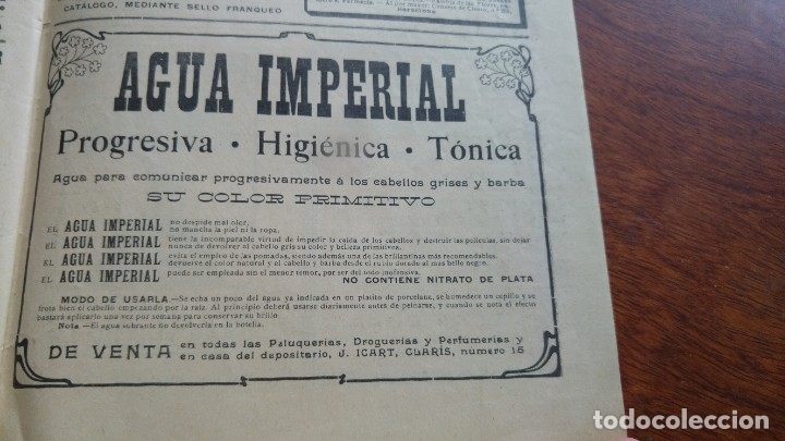 Sammeln von Plakaten: AGUA IMPERIAL PROGRESIVA HIGIENICA TONICA COMUNICAR CABELLOS GRISES Y BARBA HOJA PUBLICIDAD A&Ntilde;O 1911