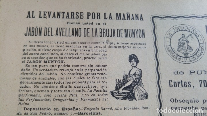 Sammeln von Plakaten: JABON DEL AVELLANO DE LA BRUJA DE MUNYON CUTIS SUAVE HOJA PUBLICIDAD A&Ntilde;O 1911