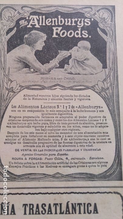 Coleccionismo de carteles: ALIMENTOS LACTEOS THE ALLENBURYS FOODS HOJA A&Ntilde;O 1912