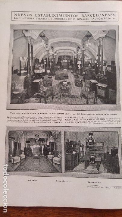 Coleccionismo de carteles: TIENDA DE MUEBLES ARTISTICOS IGNACIO PADROS BARCELONA TORROELLA MONTGRI GRANOLLERS HOJA REVISTA 1912