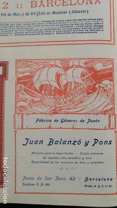 Collezionismo di affissi: FABRICA DE GENEROS DE PUNTO JUAN BALANZO Y PONS BARCELONA HOJA PUBLICIDAD A&Ntilde;O 1920
