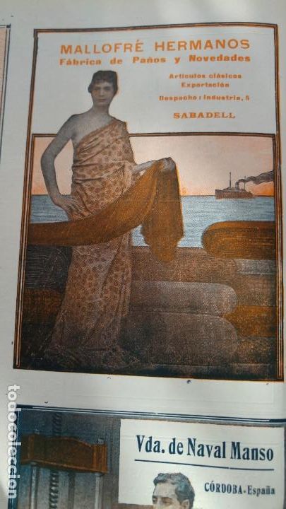 Collezionismo di affissi: FABRICA DE PA&Ntilde;OS Y NOVEDADES MALLOFRE HERMANOS SABADELL HOJA A&Ntilde;O 1920