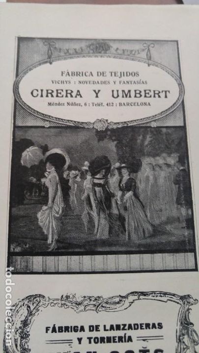 Sammeln von Plakaten: FABRICA DE TEJIDOS VICHYS NOVEDADES Y FANTASIA CIRERA Y UMBERT BARCELONA HOJA A&Ntilde;O 1920