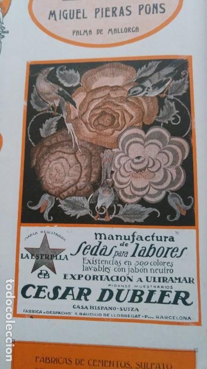 Sammeln von Plakaten: MANUFACTURA DE SEDAS PARA LABORES CESAR DUBLER MARCA LA ESTRELLA BARCELONA HOJA A&Ntilde;O 1920