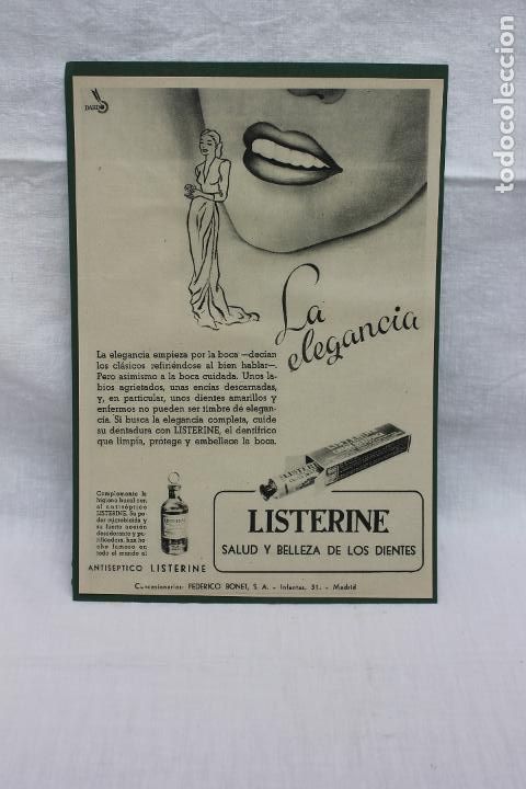 Coleccionismo de carteles: HOJA PUBLICIDAD LISTERINE ANTISEPTICO, A&Ntilde;OS 30