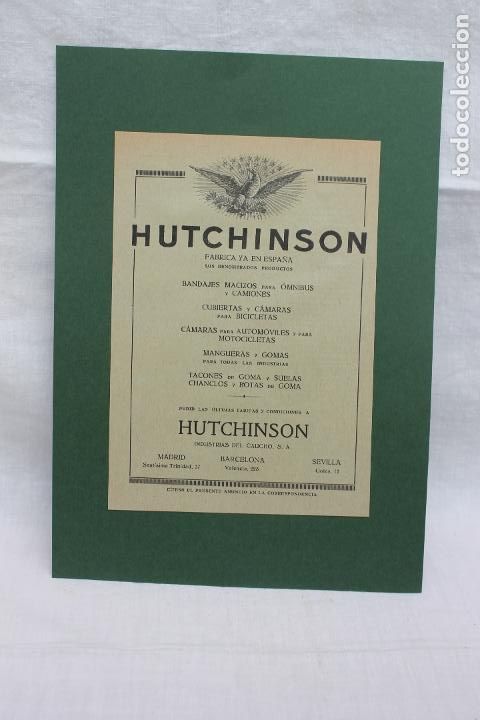 Coleccionismo de carteles: HOJA PUBLICIDAD HUTCHINSON, INDUSTRIAS DEL CAUCHO. FABRICA EN ESPA&Ntilde;A., A&Ntilde;OS 30