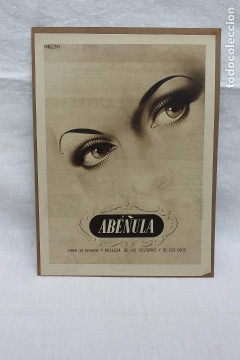 Coleccionismo de carteles: HOJA PUBLICIDAD ABE&Ntilde;ULA PARA LA HIGIENE Y BELLEZA DE LAS PESTA&Ntilde;AS Y OJOS, A&Ntilde;OS 30