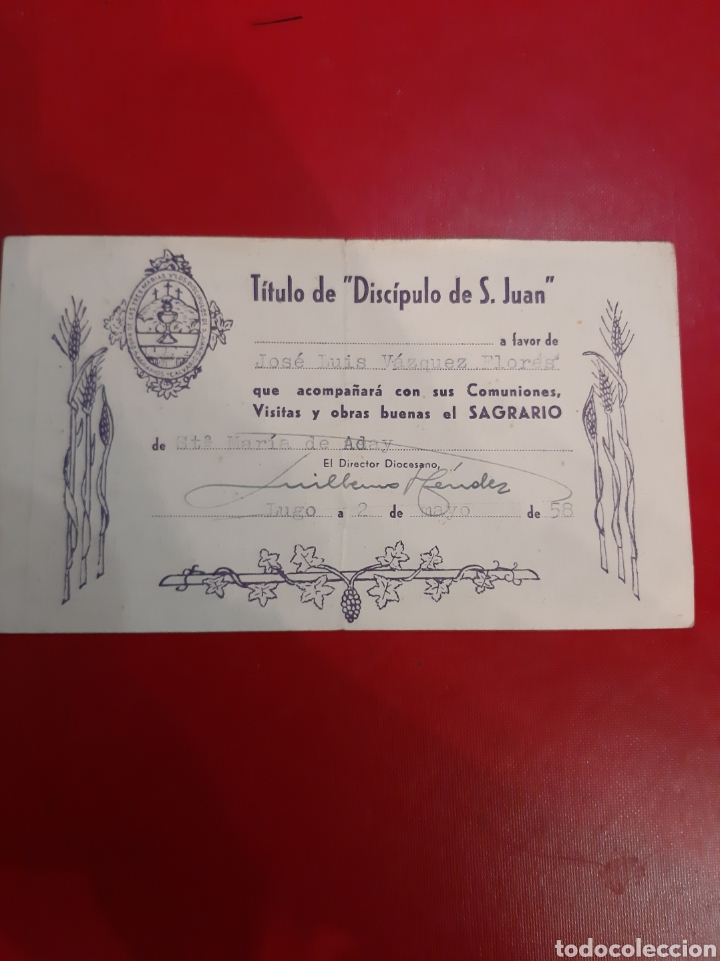Collectionnisme d'affiches: 1952 Lugo t&iacute;tulo de Disciopulo S.Juan
