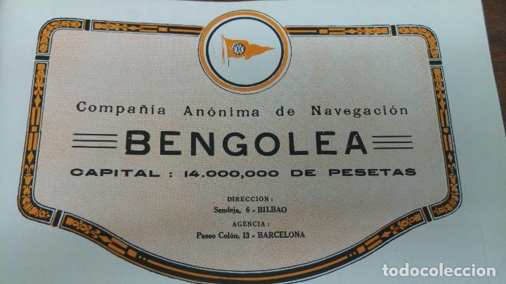 Collezionismo di affissi: COMPA&Ntilde;IA ANONIMA DE NAVEGACION BENGOLEA BILBAO BARCELONA HOJA PUBLICIDAD A&Ntilde;O 1920