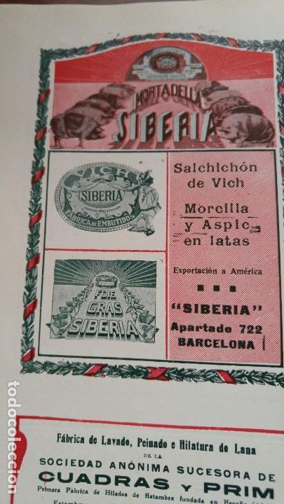 Sammeln von Plakaten: MORTADELLA SIBERIA SALSICHON VICH VIC MORCILLA ASPIC LATAS FOIE GRAS HOJA A&Ntilde;O 1920