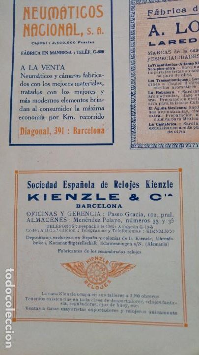 Collezionismo di affissi: SOCIEDADESPA&Ntilde;OLA DE RELOJES KIENZLE & CIA BARCELONA HOJA PUBLICIDAD A&Ntilde;O 1920