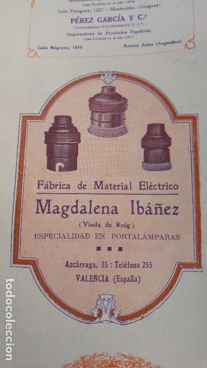 Collezionismo di affissi: FABRICA MATERIAL ELECTRICO MAGDALENA IBA&Ntilde;EZ VIUDA DE ROIG VALENCIA PORTALAMPARAS HOJA A&Ntilde;O 1920