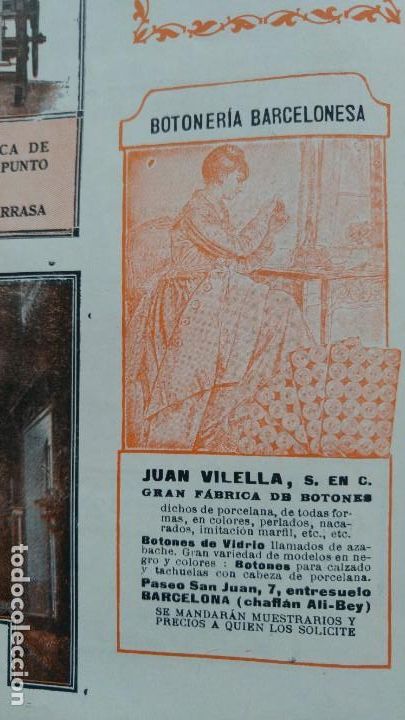 Sammeln von Plakaten: GRAN FABRICA DE BOTONES BOTONERIA BARCELONESA JUAN VILELLA BARCELONA HOJA A&Ntilde;O 1920