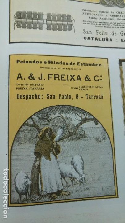 Colecionismo de cartazes: PEINADOS E HILADOS DE ESTAMBRES A.& J.FREIXA & C&ordf; TARRASA TERRASSA HOJA A&Ntilde;O 1920