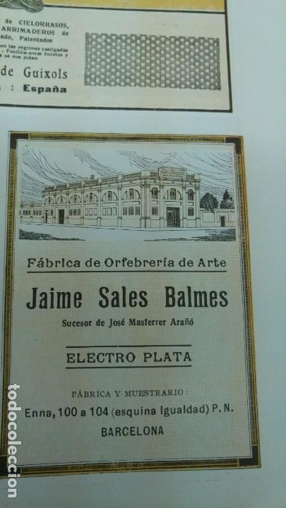 Collezionismo di affissi: FABRICA DE ORFEBRERIA DE ARTE JAIME SALES BALMES ELECTRO PLATA BARCELONA HOJA A&Ntilde;O 1920