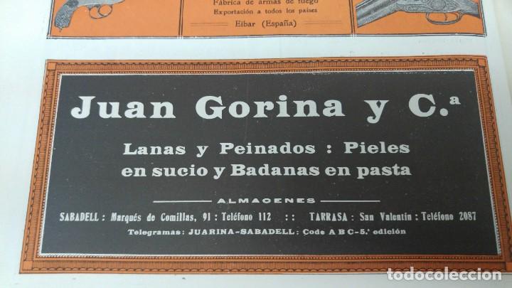 Collectionnisme d'affiches: LANAS Y PEINADOS PIELES SUCIO Y BADANAS PASTA SABADELL TARRASA JUAN GORINA Y C&ordf; HOJA A&Ntilde;O 1920