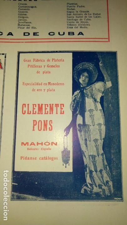Poster collecting: GRAN FABRICA PLATERIA PITILLERAS Y GEMELOS PLATA CLEMENTE PONS MAHON MENORCA BALEARES HOJA A&Ntilde;O 1920