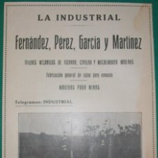 Coleccionismo de carteles: ANUNCIO PUBLICITARIO DE LA EMPRESA DE MADERAS LA INDUSTRIAL. TAPIA DE CASARIEGO (ASTURIAS). AÑOS 20