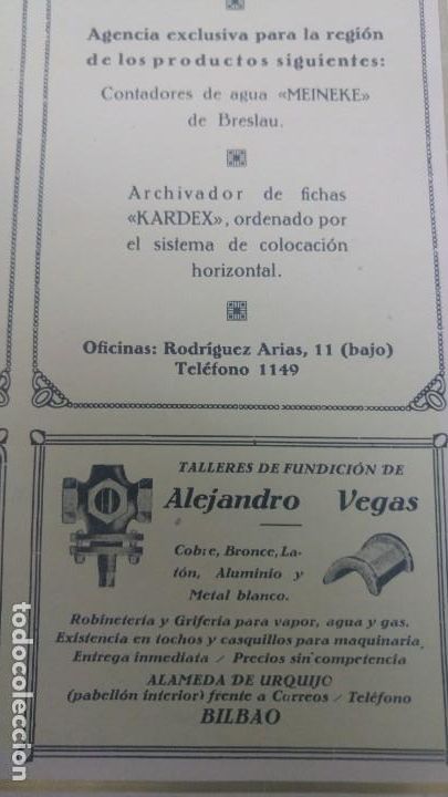 Sammeln von Plakaten: TALLERES DE FUNDICON DE ALEJANDRO VEGAS ALAMEDA DE URQUIJO BILBAO HOJA A&Ntilde;O 1926