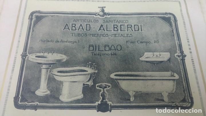 Sammeln von Plakaten: ARTICULOS SANITARIOS ABAD Y ALBERDI TUBOS HIERROS METALES BILBAO HOJA A&Ntilde;O 1926