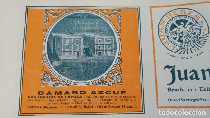 Collezionismo di affissi: FABRICA OBJETOS MEDULA JUNCO Y MIMBRE SILLERIAS DAMASO AZCUE SAN IGNACIO LOYOLA AZPEITIA HOJA 1920
