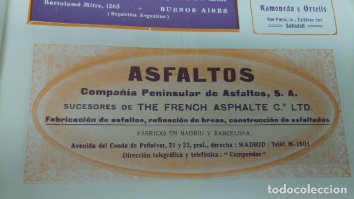 Colecionismo de cartazes: COMPA&Ntilde;IA PENINSULAR DE ASFALTOS S.A.FABRICACION EN MADRID Y BARCELONA BREAS HOJA A&Ntilde;O 1920