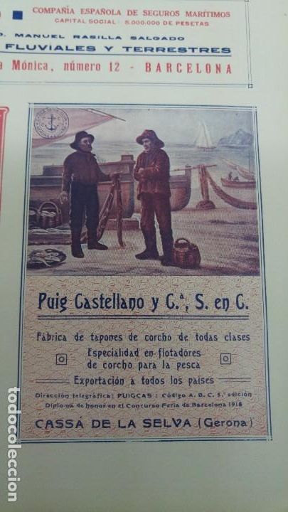 Colecionismo de cartazes: FABRICA DE TAPONES DE CORCHO PUIG CASTELLANO Y C&ordf; CASSA DE LA SELVA GERONA HOJA PUBLICIDAD A&Ntilde;O 1920