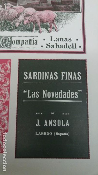 Collezionismo di affissi: SARDINAS FINAS -LAS NOVEDADES-DE J.ANSOLA LAREDO HOJA PUBLICIDAD A&Ntilde;O 1920