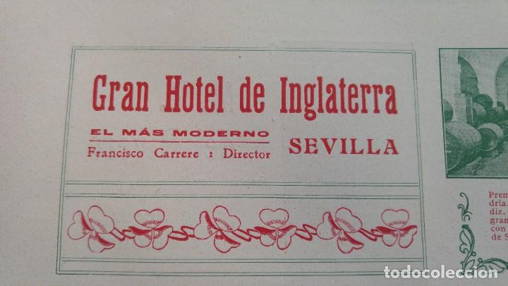 Collezionismo di affissi: GRAN HOTEL DE INGLATERRA SEVILLA EL MAS MODERNO FRANCISCO CARRERAS DIRECTOR HOJA A&Ntilde;O 1910